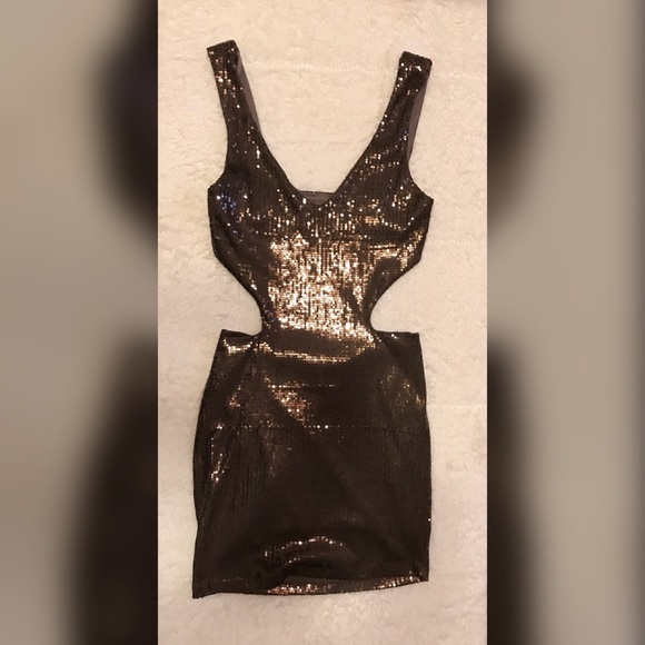 Foreign Exchange Dresses & Skirts - Grey sequin mini dress with cut out sides